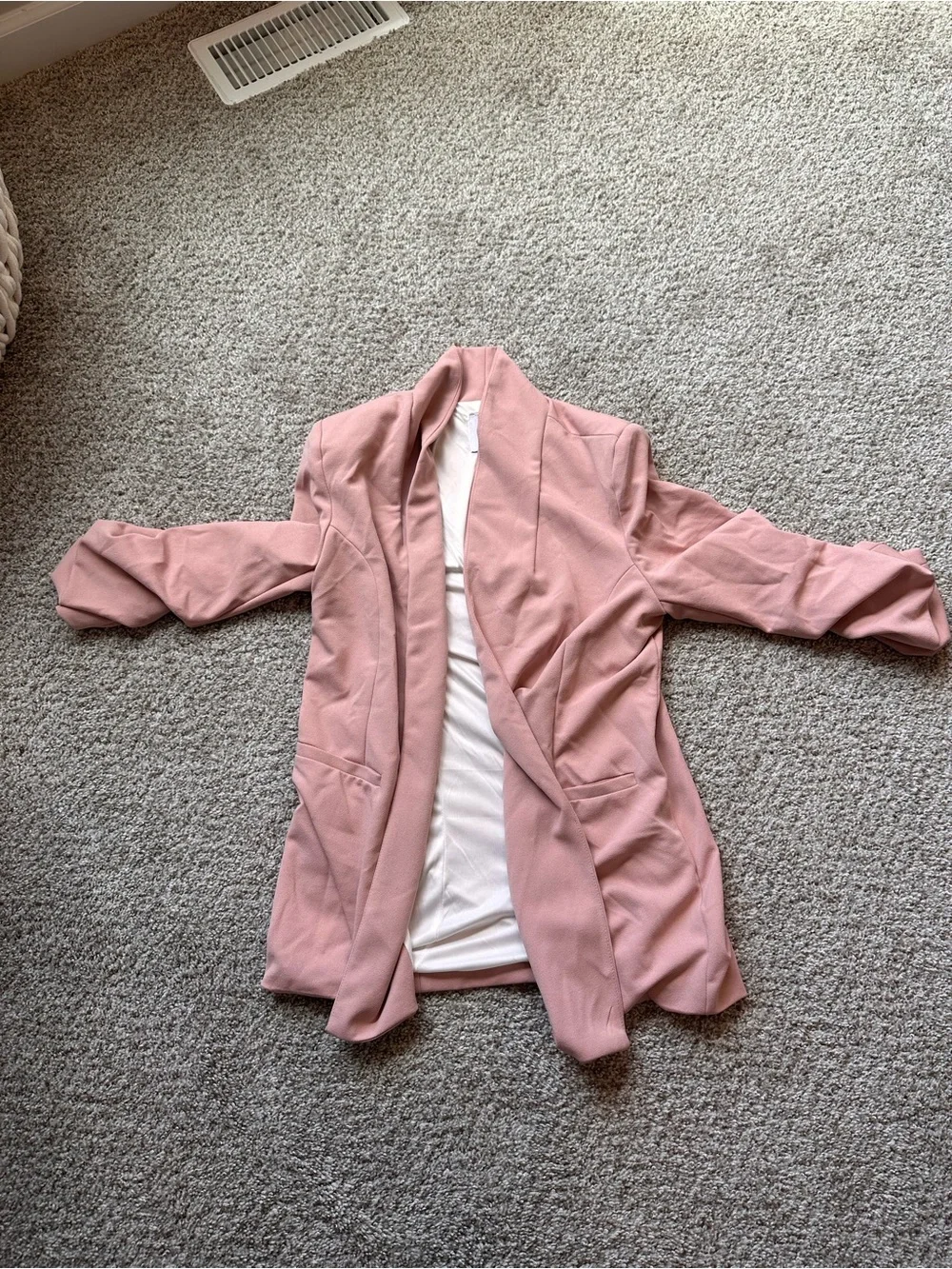 Open-Front Blazer Jacket in Dusty Pink